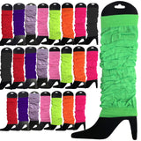 24 LEG WARMERS Knitted Womens Neon Party Knit Ankle Fluro Dance Costume 80s BULK - Assorted Pack - Front View