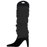 24 LEG WARMERS Knitted Womens Neon Party Knit Ankle Fluro Dance Costume 80s BULK - Black