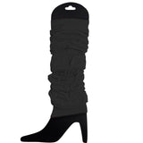 24 LEG WARMERS Knitted Womens Neon Party Knit Ankle Fluro Dance Costume 80s BULK - Black - Top-Down View