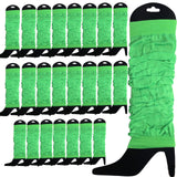 24 LEG WARMERS Knitted Womens Neon Party Knit Ankle Fluro Dance Costume 80s BULK - Fluro Green - Front View