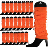 24 LEG WARMERS Knitted Womens Neon Party Knit Ankle Fluro Dance Costume 80s BULK - Fluro Orange - Front View