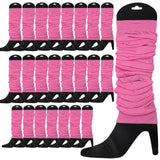 24 LEG WARMERS Knitted Womens Neon Party Knit Ankle Fluro Dance Costume 80s BULK - Light Pink - Front View