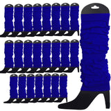 24 LEG WARMERS Knitted Womens Neon Party Knit Ankle Fluro Dance Costume 80s BULK - Royal Blue - Front View