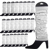 24 LEG WARMERS Knitted Womens Neon Party Knit Ankle Fluro Dance Costume 80s BULK - White - Front View