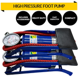2-Pack High-Pressure Foot Pump for Bicycles, Motorcycles, and Vehicle Tires - Inflates Balls and More! - Front View