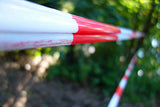 3x DANGER TAPE Red White Safety Warning Barricade Barrier Strip Non-Stick 20m - Side View