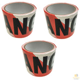 3x DANGER TAPE Red White Safety Warning Barricade Barrier Strip Non-Stick 20m - Top-Down View
