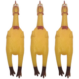 3x SHRILLING CHICKEN Dog Chew Screaming Toy Squeeze Sound Funny Rubber Pet BULK - Front View