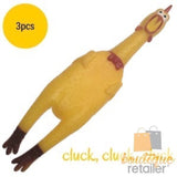 3x SHRILLING CHICKEN Dog Chew Screaming Toy Squeeze Sound Funny Rubber Pet BULK - Side View