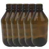 6x 600ml Amber Glass Bottle Cosmetic Essential Oil General Purpose Storage - Front View
