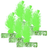 6-Pack Vintage 1920s Flapper Headbands with Feathers & Sequins for Charleston Costume Parties - Green - Front View