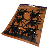 6x Halloween GLITTER SPIDERS Spooky Party Decoration Horror BULK - Front View