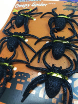 6x Halloween GLITTER SPIDERS Spooky Party Decoration Horror BULK - Side View