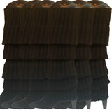 6x Womens Leg Warmers Disco Winter Knit Dance Party Crochet Legging Socks Costume - Black - Front View