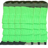 6x Womens Leg Warmers Disco Winter Knit Dance Party Crochet Legging Socks Costume - Fluro Green - Front View