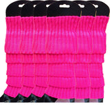 6x Womens Leg Warmers Disco Winter Knit Dance Party Crochet Legging Socks Costume - Hot Pink - Front View