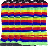 6x Womens Leg Warmers Disco Winter Knit Dance Party Crochet Legging Socks Costume - Rainbow