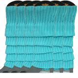 6x Womens Leg Warmers Disco Winter Knit Dance Party Crochet Legging Socks Costume - Sky Blue - Front View