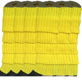 6x Womens Leg Warmers Disco Winter Knit Dance Party Crochet Legging Socks Costume - Yellow - Side View