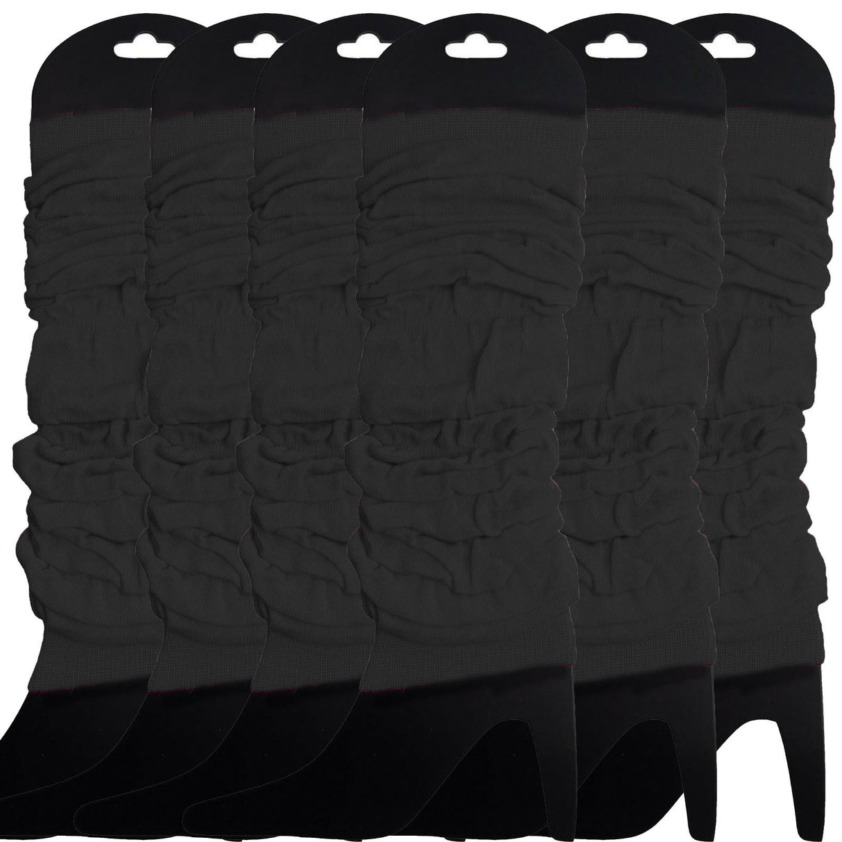 6x LEG WARMERS Knitted Womens Neon Party Knit Ankle Fluro Dance Costume 80s BULK - Black