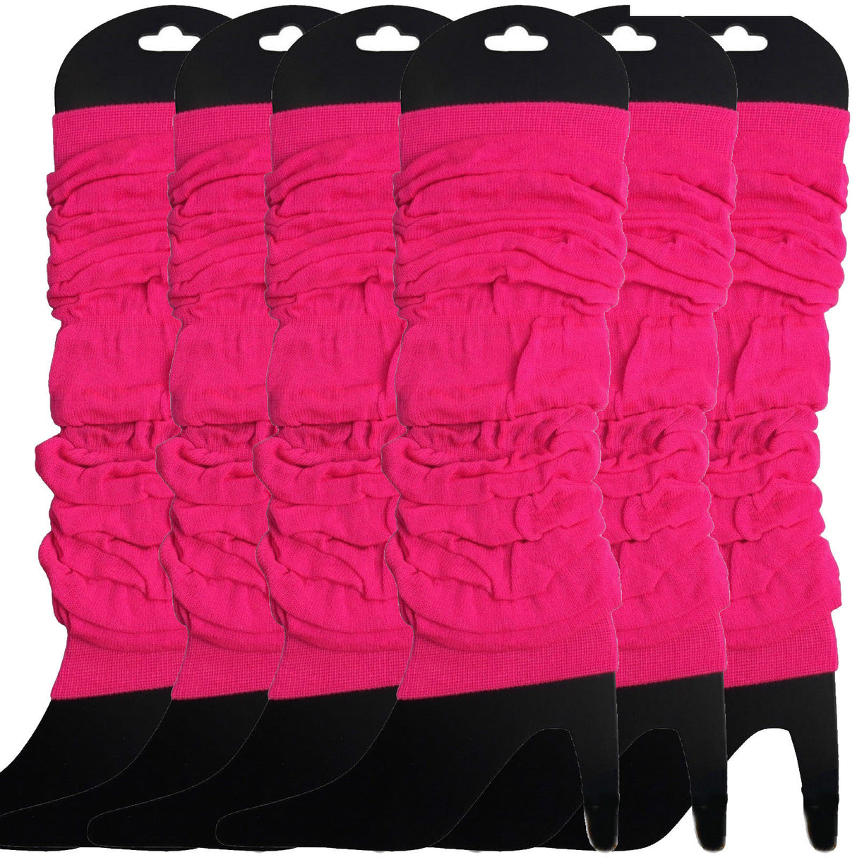6x LEG WARMERS Knitted Womens Neon Party Knit Ankle Fluro Dance Costume 80s BULK - Fluro Hot Pink