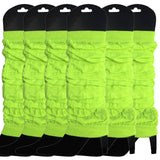 6x LEG WARMERS Knitted Womens Neon Party Knit Ankle Fluro Dance Costume 80s BULK - Fluro Yellow