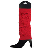 6x LEG WARMERS Knitted Womens Neon Party Knit Ankle Fluro Dance Costume 80s BULK - Red - Front View