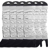 6x LEG WARMERS Knitted Womens Neon Party Knit Ankle Fluro Dance Costume 80s BULK - White - Front View