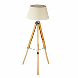 LARGE TRIPOD FLOOR LAMP Linen Shade Modern Light Bamboo Vintage Wooden Retro - 45-Degree Angle