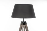 LARGE TRIPOD FLOOR LAMP Linen Shade Modern Light Retro Vintage Wooden - Rear View