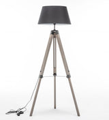 LARGE TRIPOD FLOOR LAMP Linen Shade Modern Light Retro Vintage Wooden - Extra Image