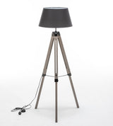 LARGE TRIPOD FLOOR LAMP Linen Shade Modern Light Retro Vintage Wooden - Extra Image