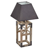 Designer Wooden TABLE LAMP Modern Rustic Geo Industrial Retro  Desk Light - Front View