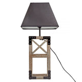 Designer Wooden TABLE LAMP Modern Rustic Geo Industrial Retro  Desk Light - Rear View