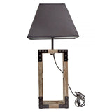 Designer Wooden TABLE LAMP Modern Rustic Geo Industrial Retro  Desk Light - Close-Up Angle