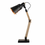 Scandi Modern Natural Wooden Table Lamp Rustic Retro Designer Vintage Light - Rear View