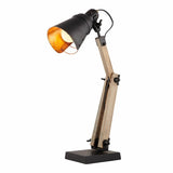 Scandi Modern Natural Wooden Table Lamp Rustic Retro Designer Vintage Light - Close-Up Angle