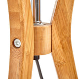 Bamboo Tripod Table Lamp Desk Modern Rustic Geo Light w Linen Shade - Top-Down View