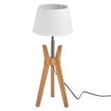 Bamboo Tripod Table Lamp Desk Modern Rustic Geo Light w Linen Shade - 45-Degree Angle