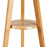 LARGE BAMBOO TRIPOD FLOOR LAMP Linen Shade Modern Light Vintage Wooden Scandi - 45-Degree Angle