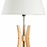 LARGE BAMBOO TRIPOD FLOOR LAMP Linen Shade Modern Light Vintage Wooden Scandi - Rear View