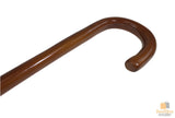92cm WOODEN WALKING STICK Wood Cane Pole Carved Varnished Deluxe Quality Sturdy - Brown - Top-Down View