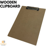 A4 Hardboard Clipboard with Wooden Finish for Office and Restaurant Use - Close-Up Angle