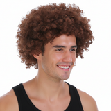 Men's Retro Curly Afro Wig - 70s/80s Disco Party Costume Accessory - Brown