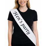 Party Sash Bride Birthday Hen Night Girls Womens Celebration Sash - White - Front View