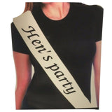 Party Sash Bride Birthday Hen Night Girls Womens Celebration Sash - White - Side View