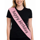 Party Sash Happy Birthday Hen Night Womens Celebration Sash One Size - Pink - Front View