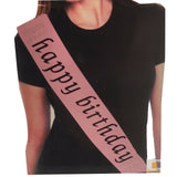Party Sash Happy Birthday Hen Night Womens Celebration Sash One Size - Pink - Side View