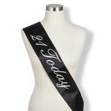 21 Today! Black Sash for 21st Birthday Girls' Night Out - Perfect Celebration Accessory