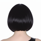 Chic Black Bob Wig with Bangs for Themed Parties and Cosplay - Women's Hair Accessory - Side View